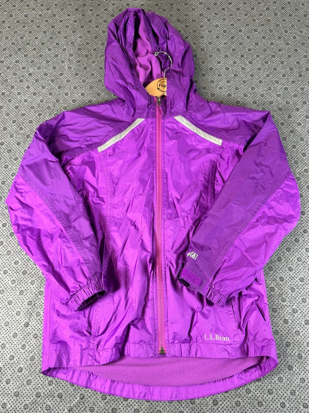 L.L. Bean Kids Purple Hooded Raincoat - Picture 2 of 10